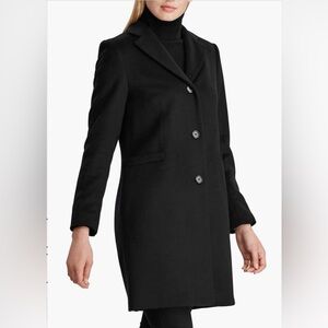 Ralph Lauren Black Single-Breasted Wool Pea Coat